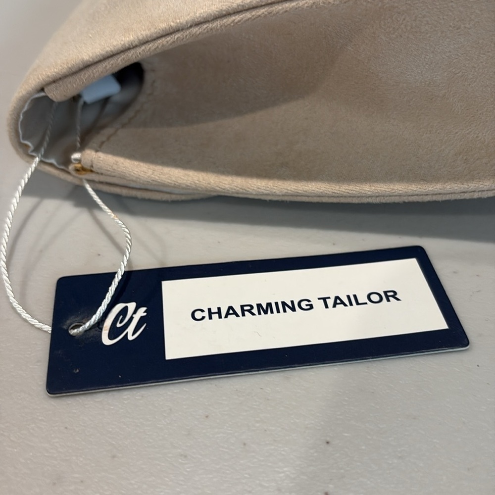 Charming Tailor - faux suede Cream Clutch bag / crossbody bag. Purse. NWT - Picture 5 of 13